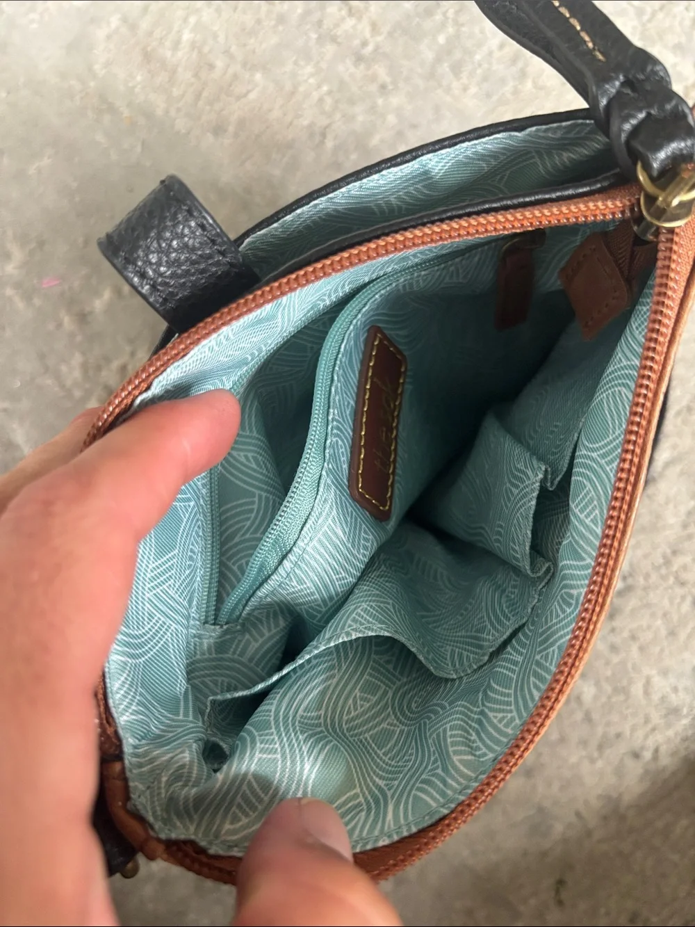 The Sak Brown and White Leather Messenger Crossbody